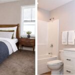 Bedroom and bathroom interior views